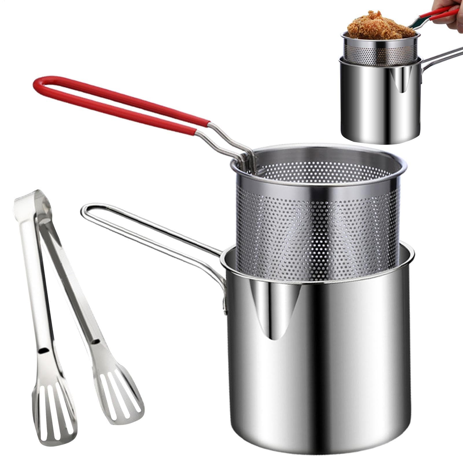 Genérico Piccola Friggitrice A : Barattolo Compatto con Clip A Maglia Filtro, Materiale Resistente alle Alta Temperatura, Ideale per Zampe Di Pollo, Patatine Fritte, Pesce, Cotolette Di Pollo E Snack
