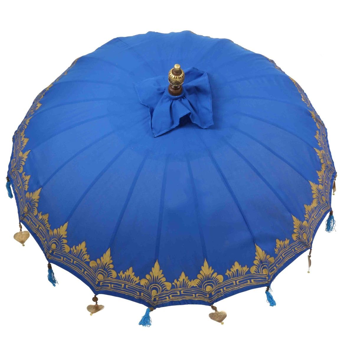 Bali Sonnenschirm Balinesischer Garten Schirm Baumwolle Handarbeit Retro Vintage Dekoschirm 2-teilig ca 180cm einfache Bemalung