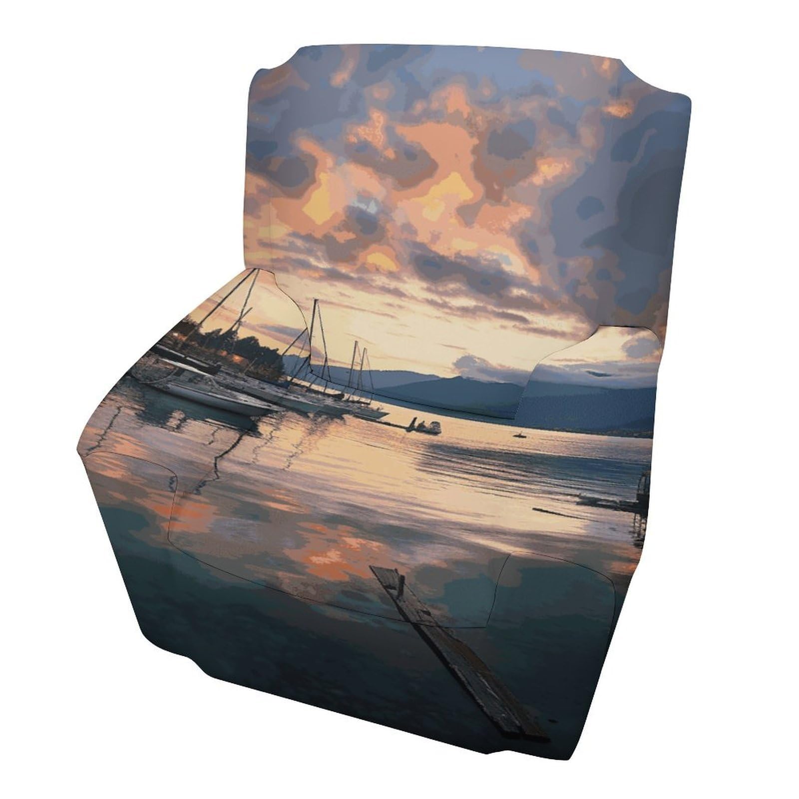 Fodpand Style Evening In Vancouver Sofa Cover Soft 1 Seater Sofa Slipcover For Pets Washable,Couch Cover With Elastic Straps Furniture Protector