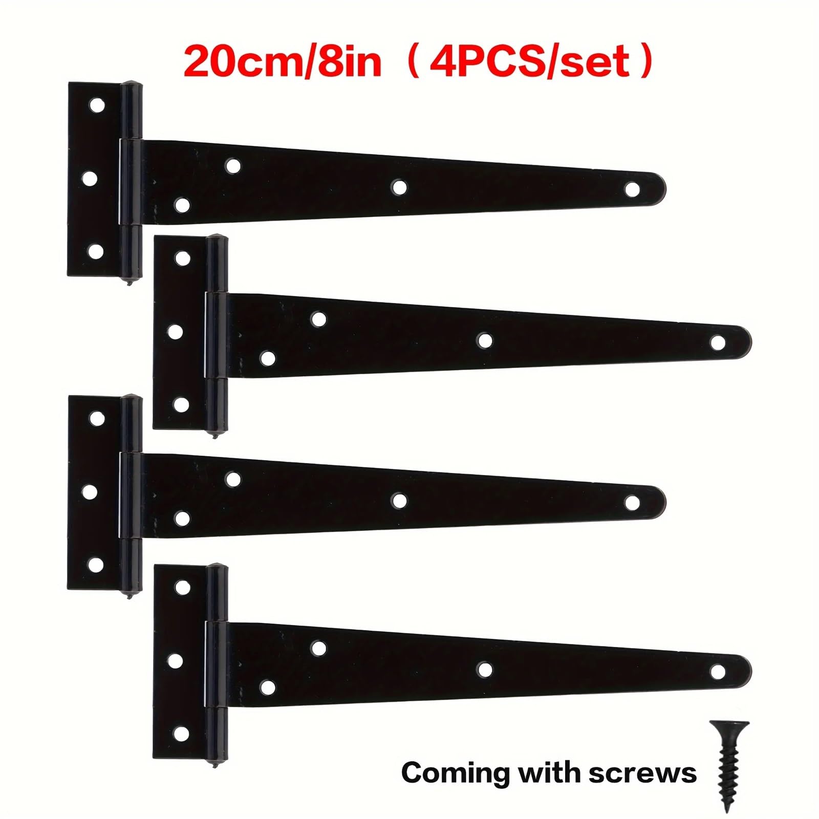 4 bisagras de puerta recubiertas de negro con tornillos for gabinete a prueba de herrumbre(20cm-8in)