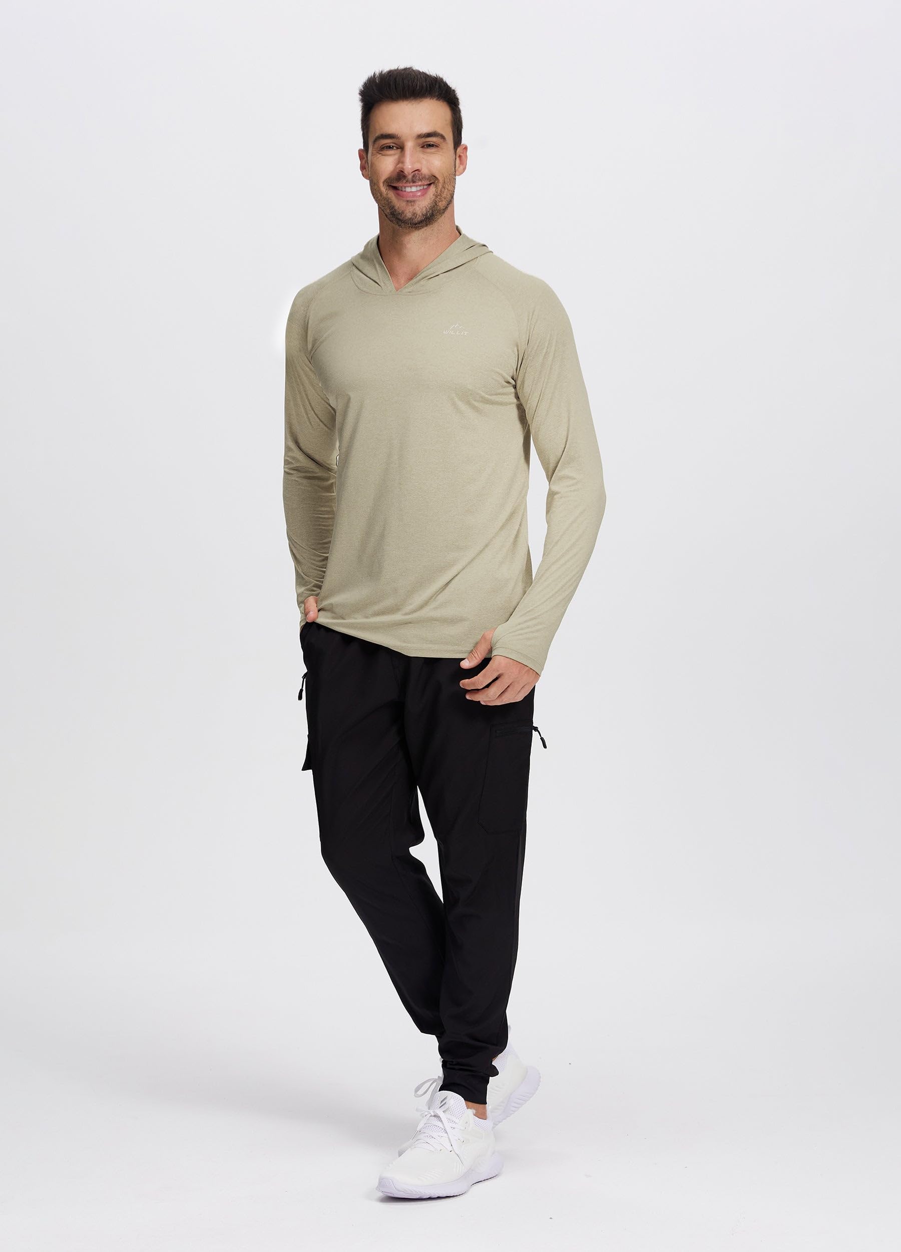 Willit Chemise de soleil pour homme UPF 50+ Rashguard à manches longues avec protection solaire SPF UV pour la pêche, l'athlétisme, la course à pied