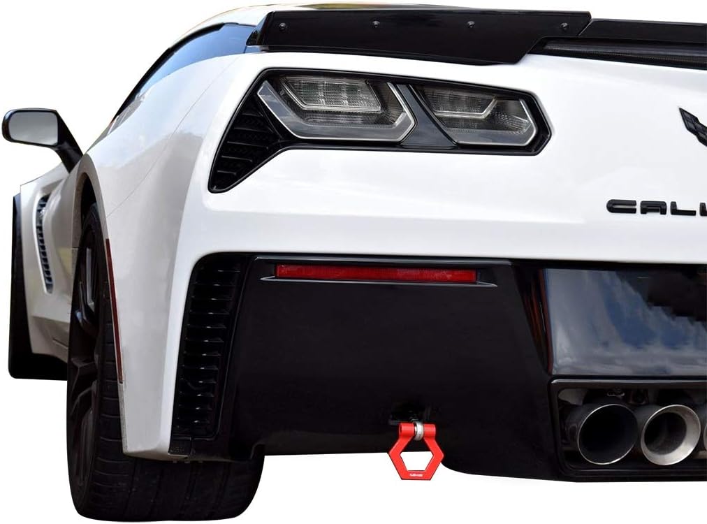 VMS RACING Front and Rear Tow Hook in RED Compatible with Chevy Chevrolet Corvette C7 Z06 ZR1 Stingray Oval Track 14-19 2014-2019