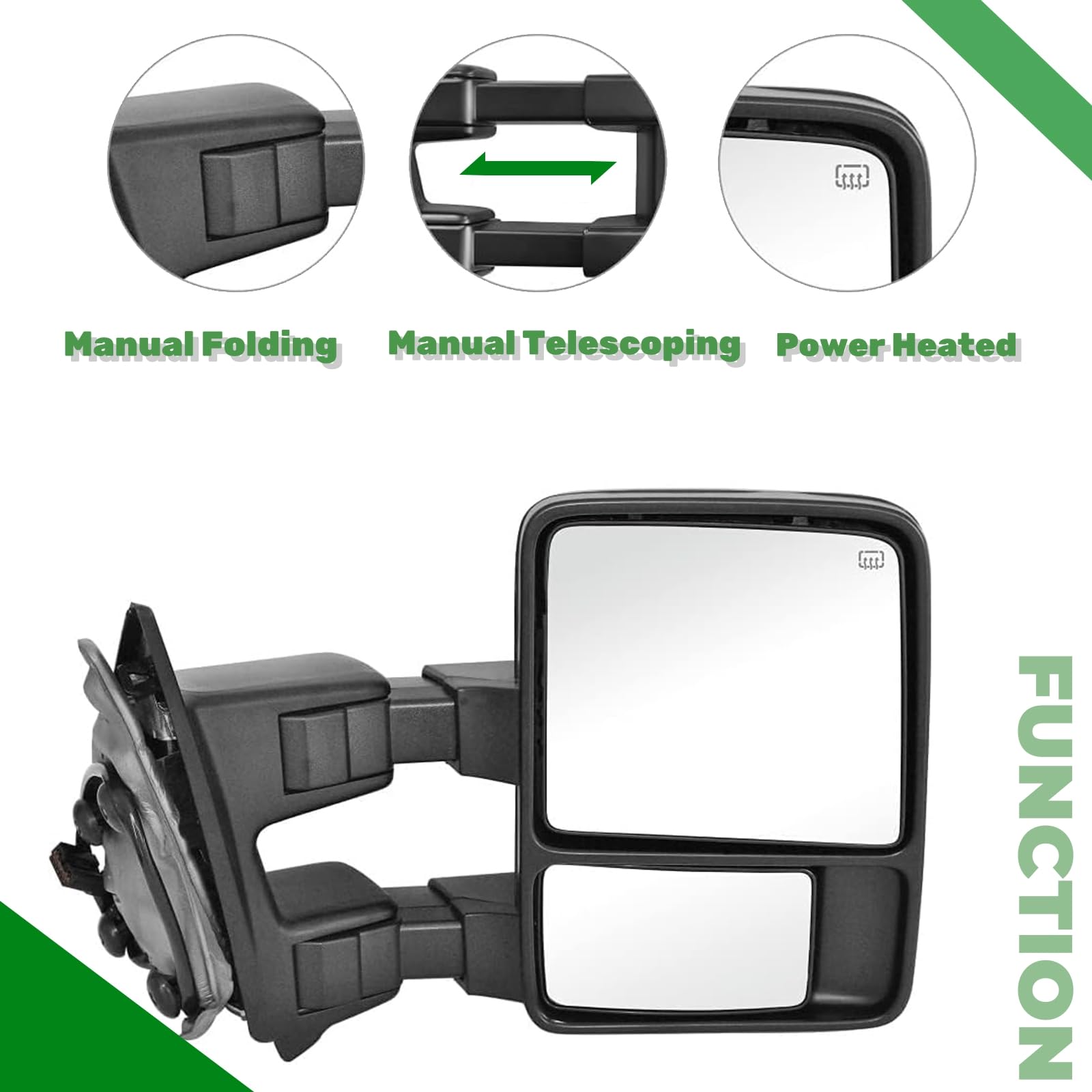 ECCPP Towing Mirrors For Chevy/GMC Silverado/Sierra 1999-2007 – Manual Telescoping & Folding - View #2