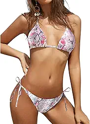 Biquíni feminino com laço lateral e parte inferior acolchoada triangular fluorescente