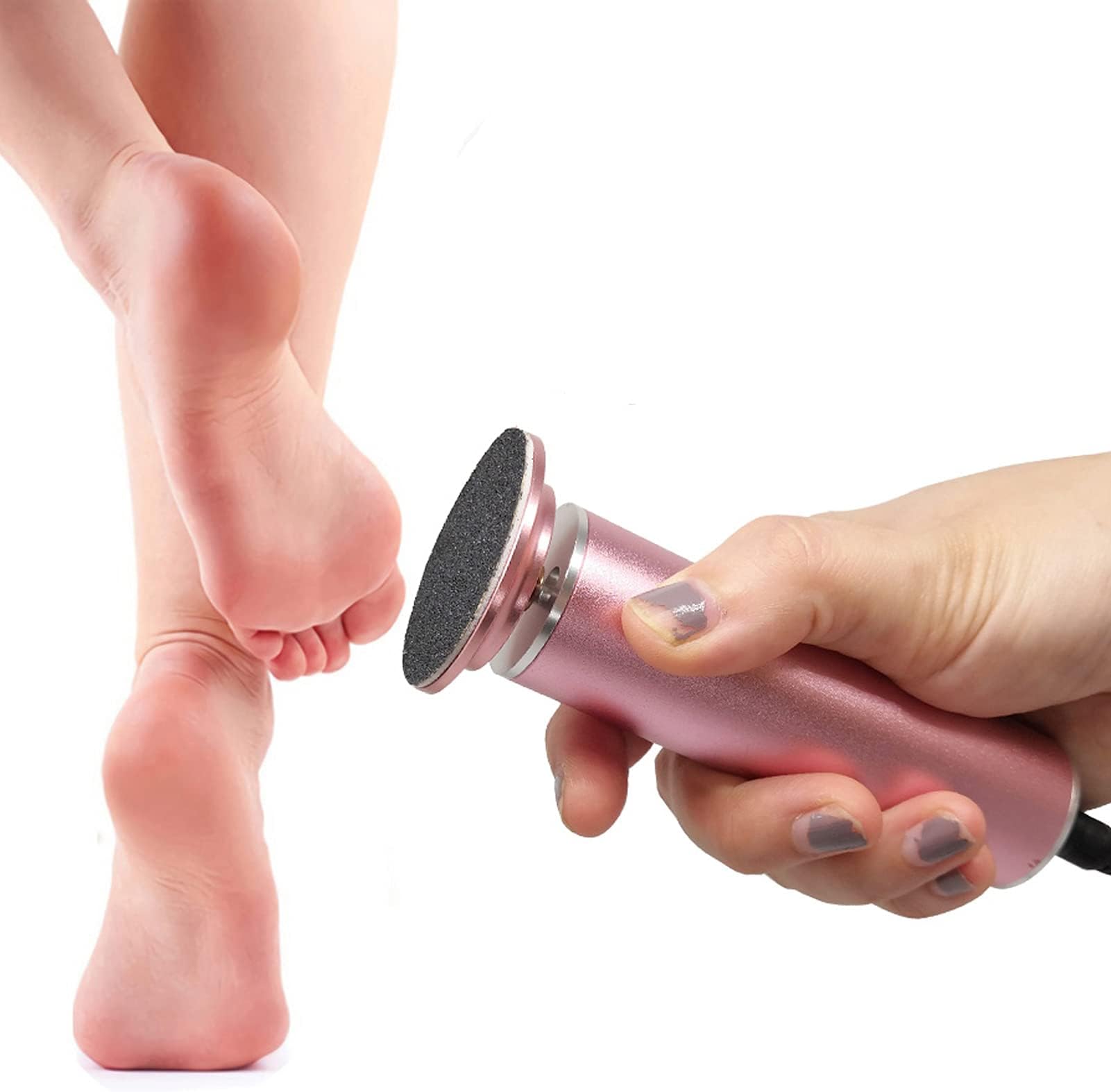 – Electric Foot File Hard Skin Remover, Powerful Electric Callus Remover Foot Sander Pedicure Tools Dead Skin Remover, Speed Adjustable, with 60pcs Replacement Sandpaper (Pink)