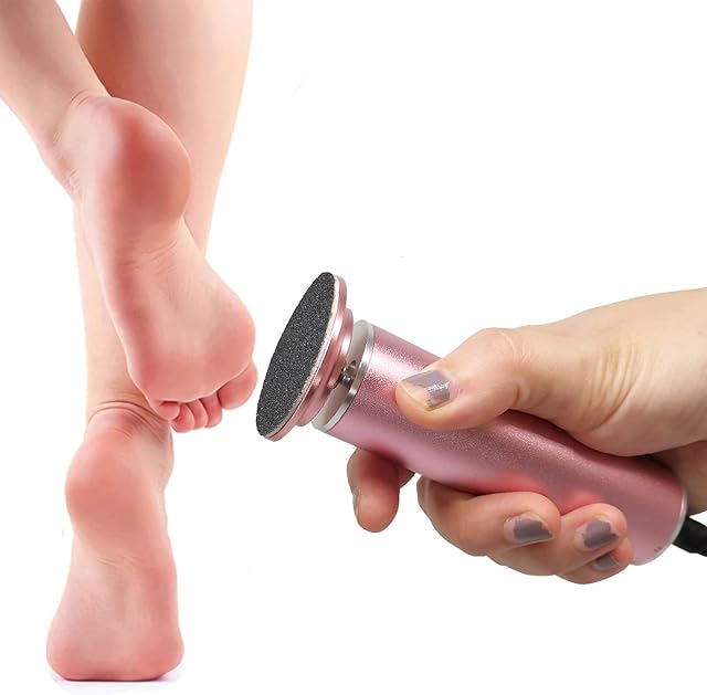 Electric Foot File Hard Skin Remover (Speed Adjustable) with 60pcs Replacement Sandpaper Disks, Professional Electric Callus Remover Pedicure Foot Scraper Hard Skin Remover (Pink)