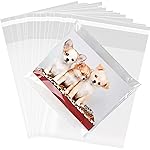 SOMIOCO 100 Pcs Clear Cellophane Cello Bags Self Sealing 8.5 x 10.5 Inch Resealable Plastic Sleeves Packaging Bags for 8 x 10 Inch Art, Photos, Mats, Mattes, A6, A8 Envelopes