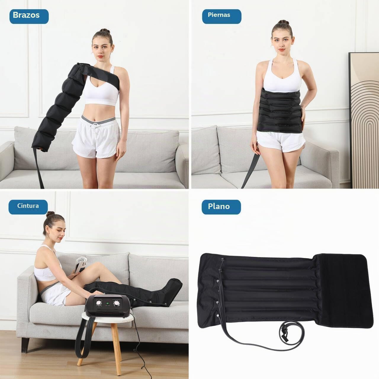 Presoterapia para Casa Abdomen Y Piernas, Masajeador Botas Maquina Presoterapia Profesional para Casa, Botas Presoterapia Piernas y Abdomen, 6 Cavidades