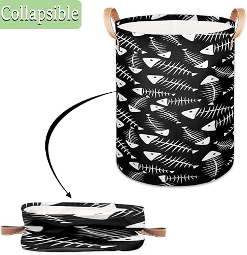 Miniatura 10 de Hohloma - Cesta de lavandería redonda y plegable con textura de patrón, cesta grande para almacenamiento de juguetes, bolsa de ropa sucia con asa de