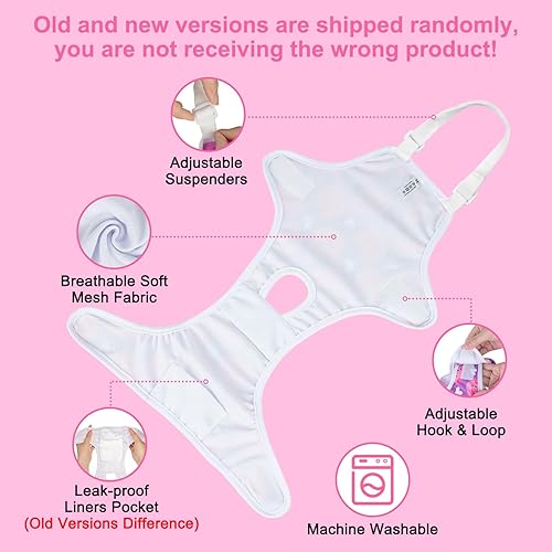 Miniatura 2 de Pañales sanitarios para perros con tirantes ajustables, paquete de 3 unidades, lavables y reutilizables, ropa interior para mascotas, overol para