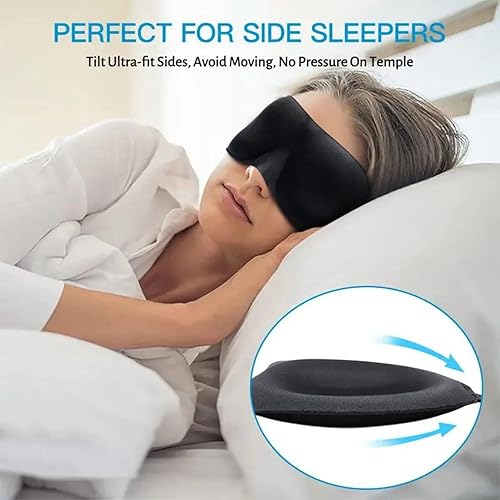 Miniatura 5 de Paquete de 2 Máscara de sueño ultra suave, máscara de ojos para dormir, diseño de copa contorneada 3D con correas ajustables para 100% opacidad,