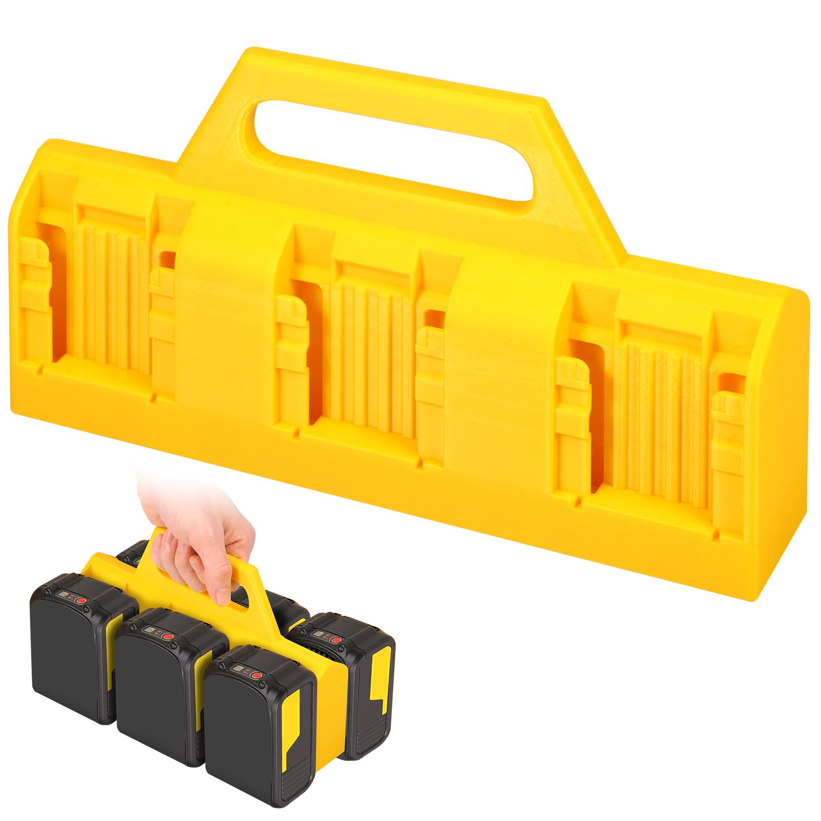 PATNFR Portable Battery Carrying Holder for DW 18V/14.4V 4/6 Slot Plastic Battery Storage Organizer w/Handle for Workshop Jobsite(6 Slot)