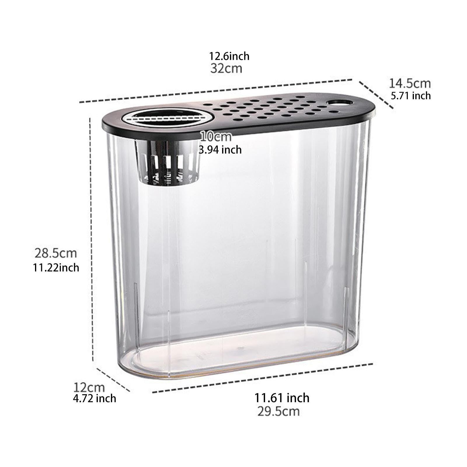 Aquarium Petit Contenant à Poissons de Bureau Mini avec Fenêtre Claire Matériel PP Couvercle Ventilé Détachable Utilisation Hydroponique pour, Couvercle Noir