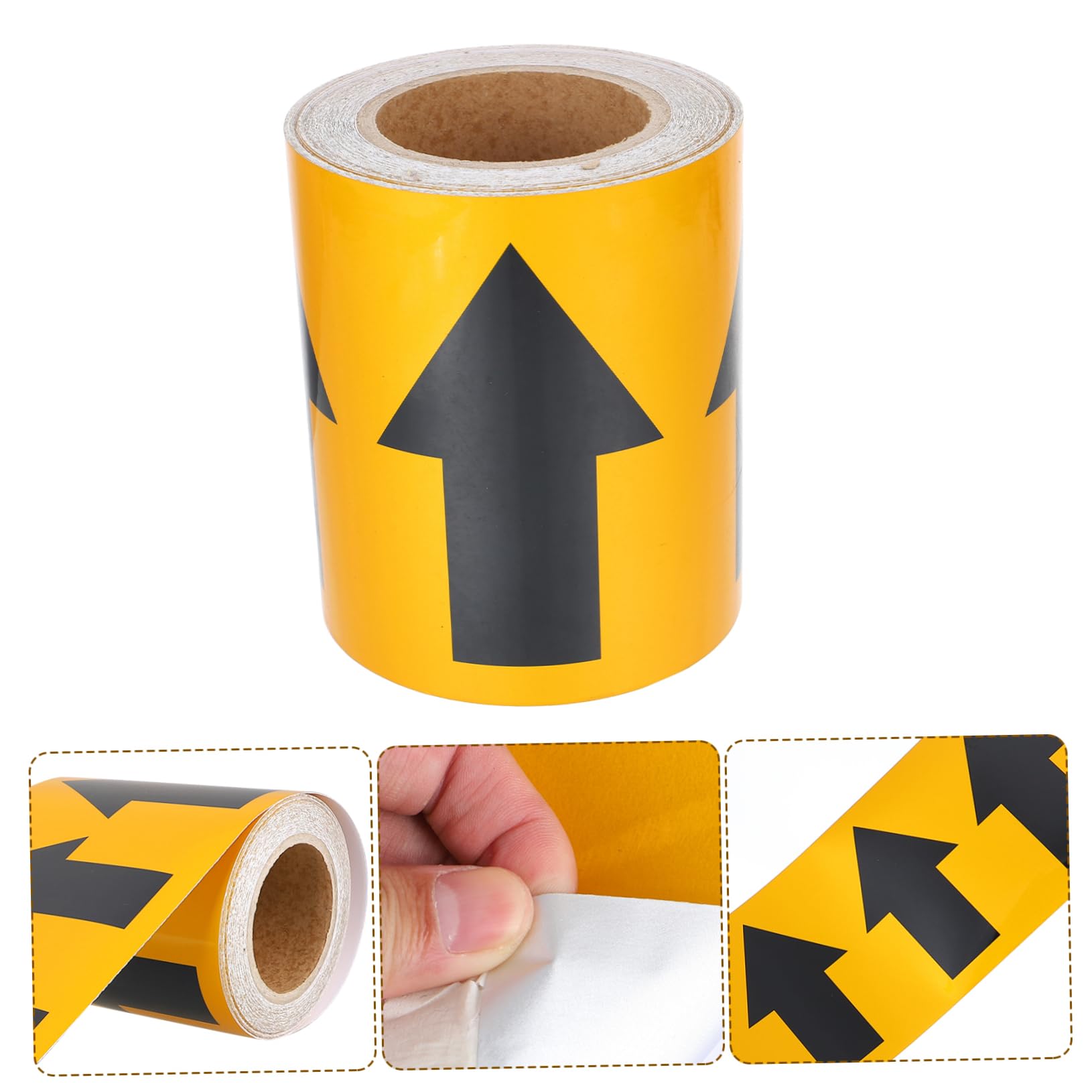 Etiqueta Adhesiva De Flecha Para Marcado De Tuberías Reflectante Metros Fondo Amarillo y Flecha Negra Adhesivo Fuerte y Duradero Para Señalización Direccional Segura Vehículos y Su