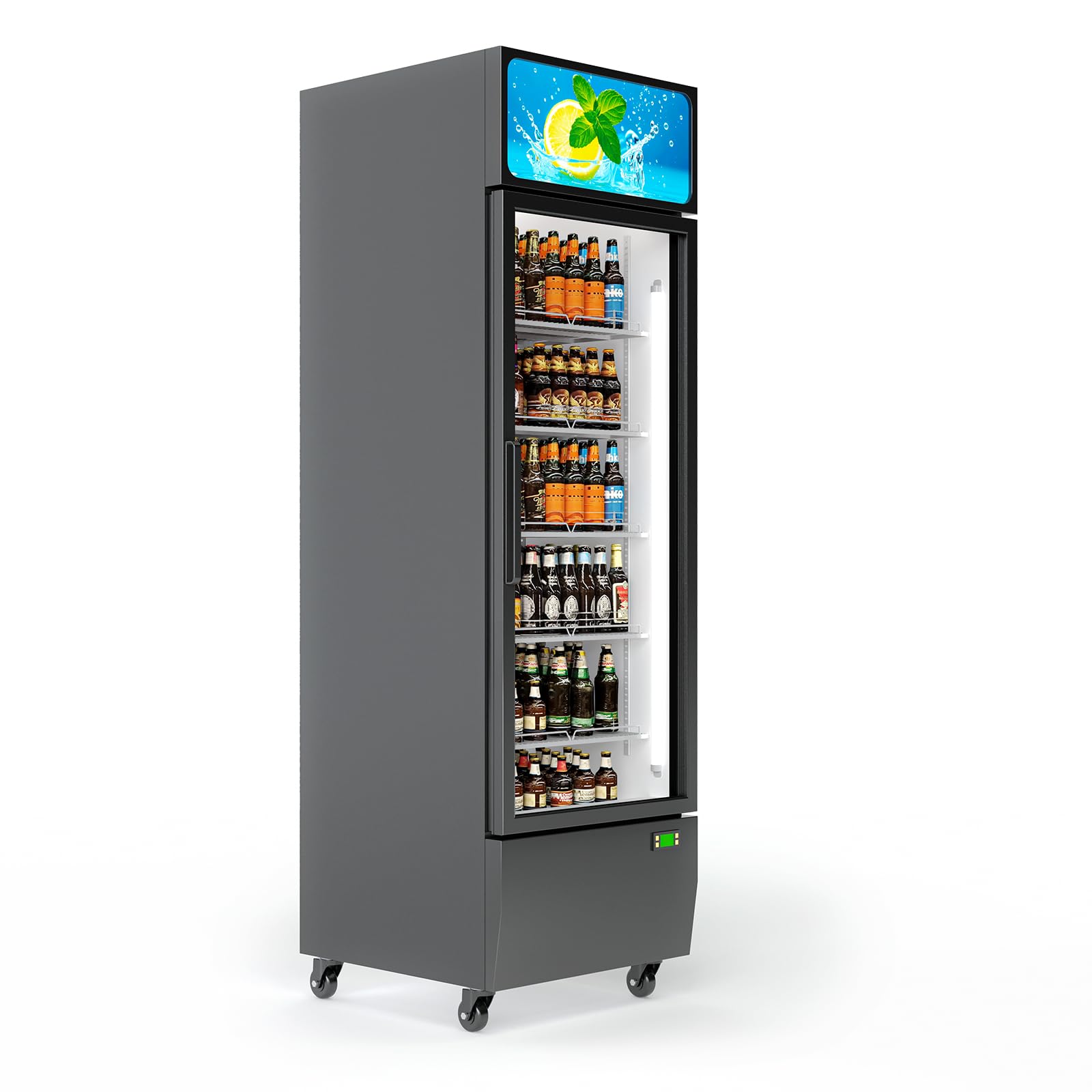 YardYonder 13.1 Cu. Ft. Commercial Glass Door Refrigerator,LED Display Fridge With Adjustable Shelves for Restaurants, Stores & Home Use