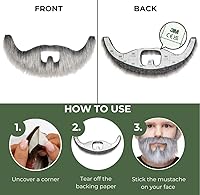 Vista 18 de Mustaches Barba falsa autoadhesiva para niños, novedad, pequeño pelo facial falso, accesorio de disfraz para niños, color negro brillante Negro
