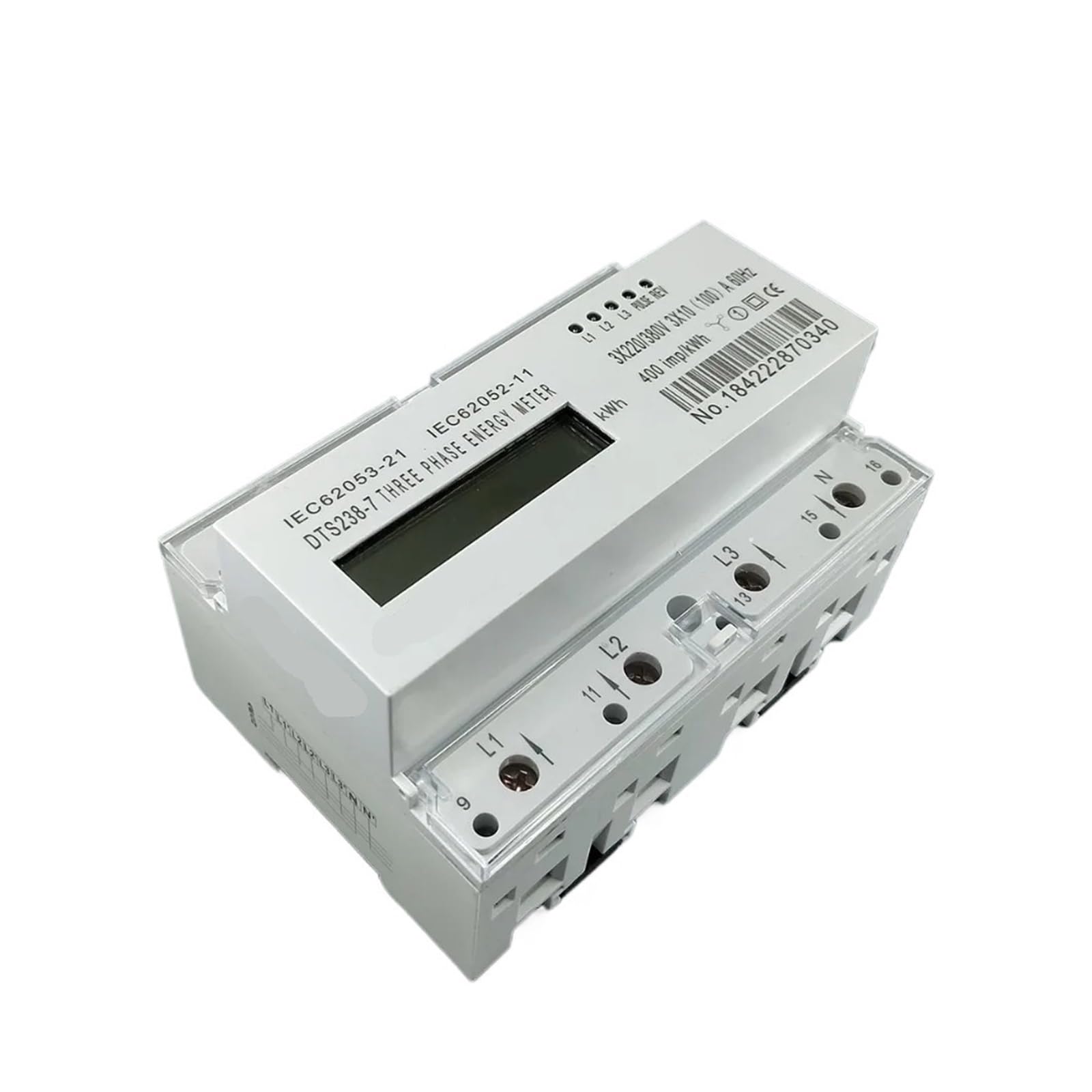 Contatore di energia 10 A 3 * 220 V/380 V 60 Hz Trifase su Guida DIN KWH Wattora Contatore di energia su Guida DIN