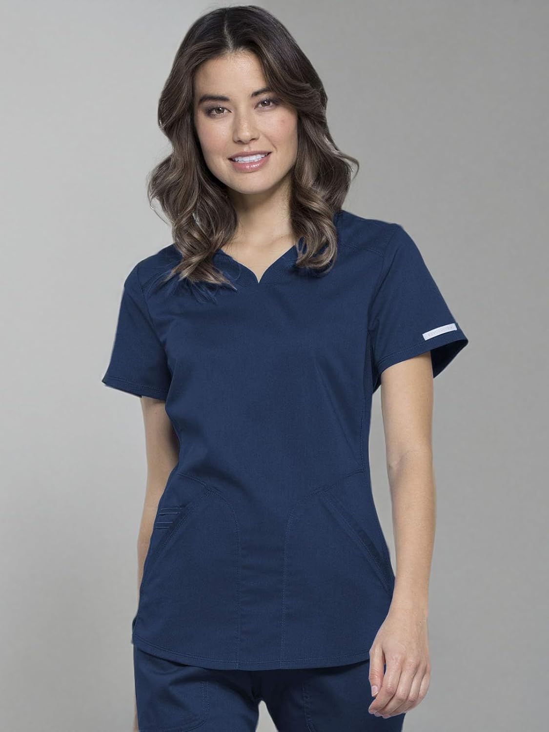 Cherokee Scrubs for Women V-Neck Scrub Top with 2 Pockets,Mesh Panels, Soft Stretch Durable Easy Care Nursing Uniform - WW601