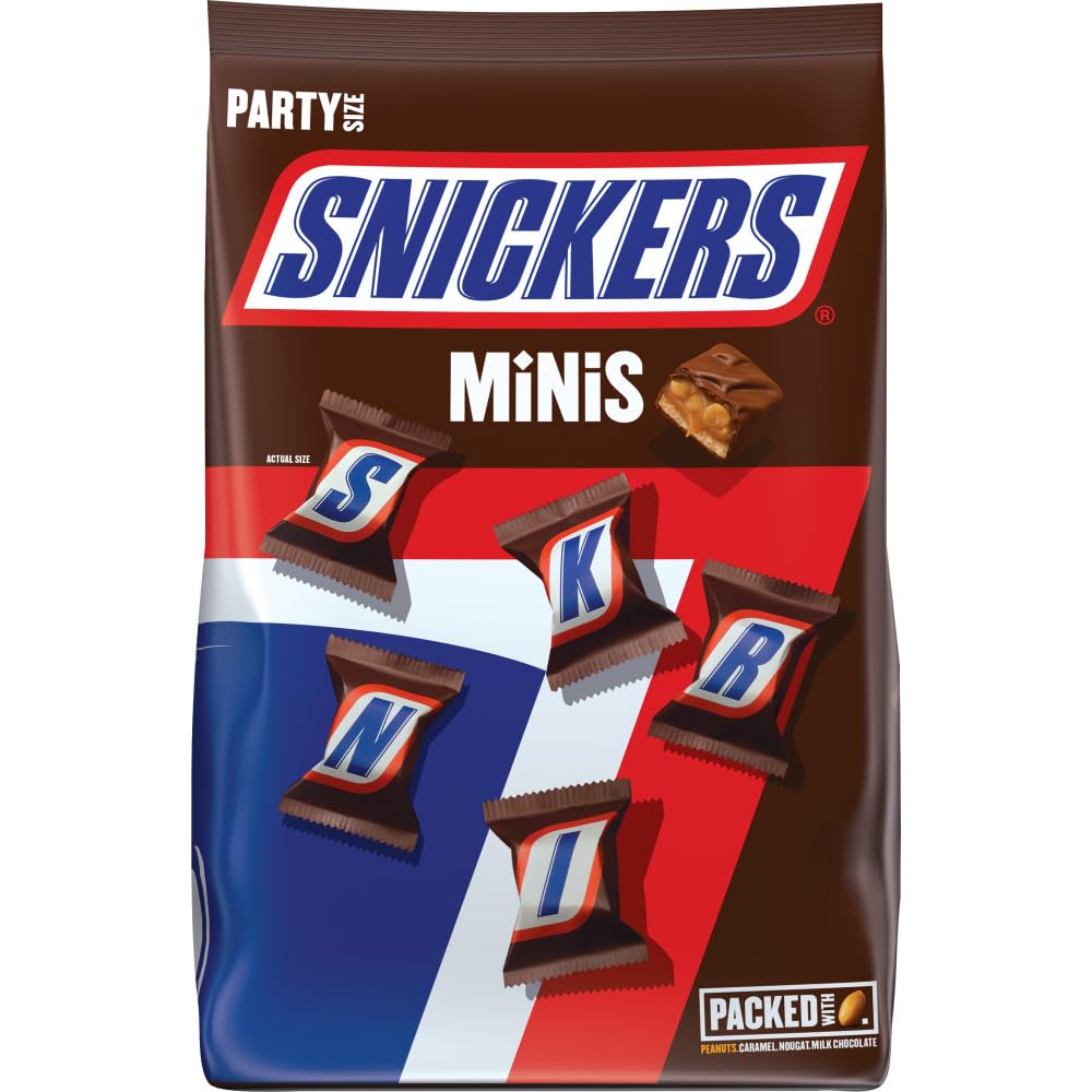 SNICKERS Minis Size Milk Chocolate Candy Bar Bulk Assortment, 35.6 oz Bag