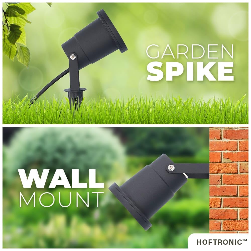 HOFTRONIC - 6er Syndey XL LED Gartenstrahler mit Erdspieß für außen - GU10 4000K Neutralweiß - 4 Watt 345 Lumen Dimmbar - Schwarz aluminium | Profi Led Strahler für Außen Garten Rasen Baum Wiese