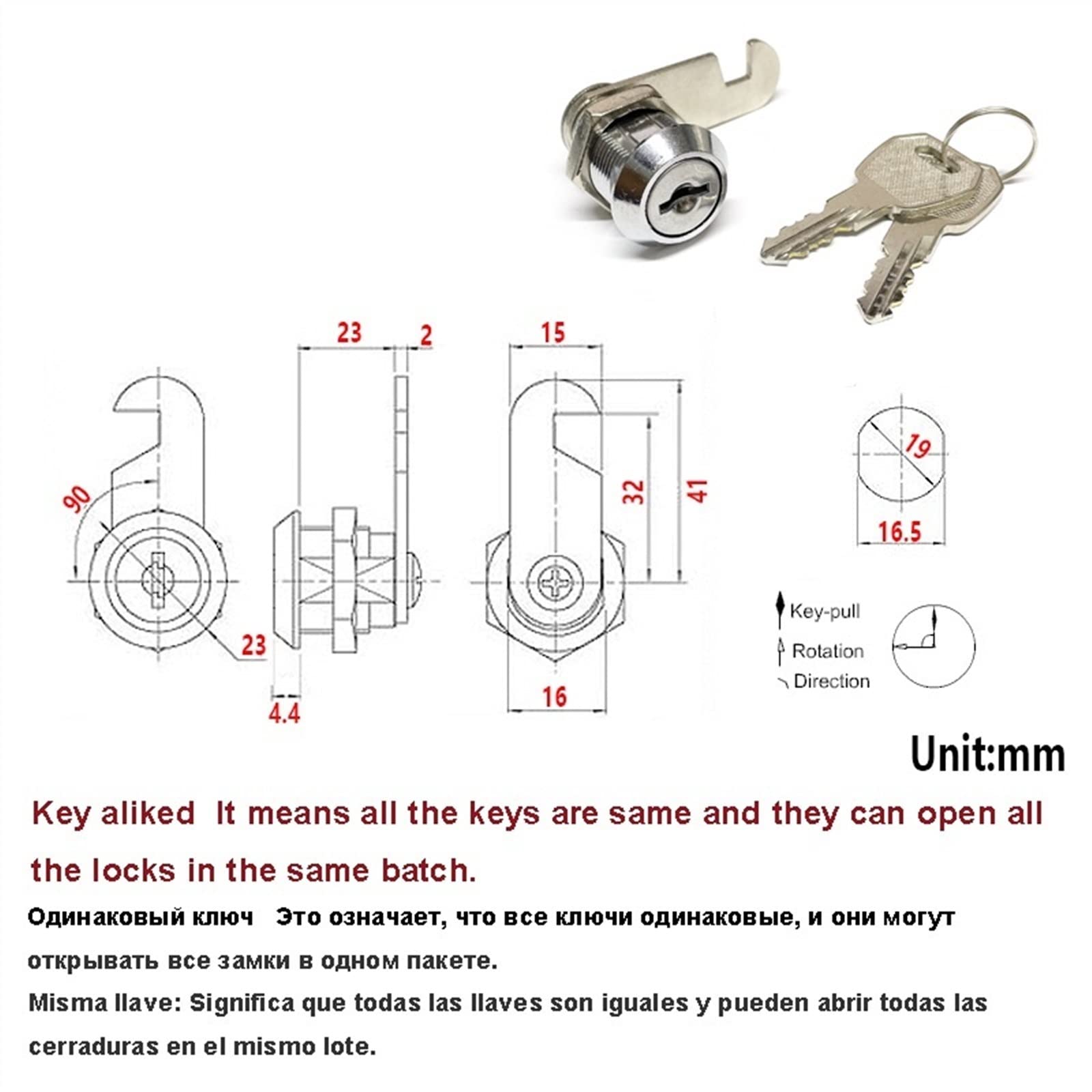Serratura a camma for cassetto for cassetta delle lettere Cassetta degli attrezzi Cassetta degli attrezzi Armadietto Accessori hardware for mobili 2003M F 1Pcs
