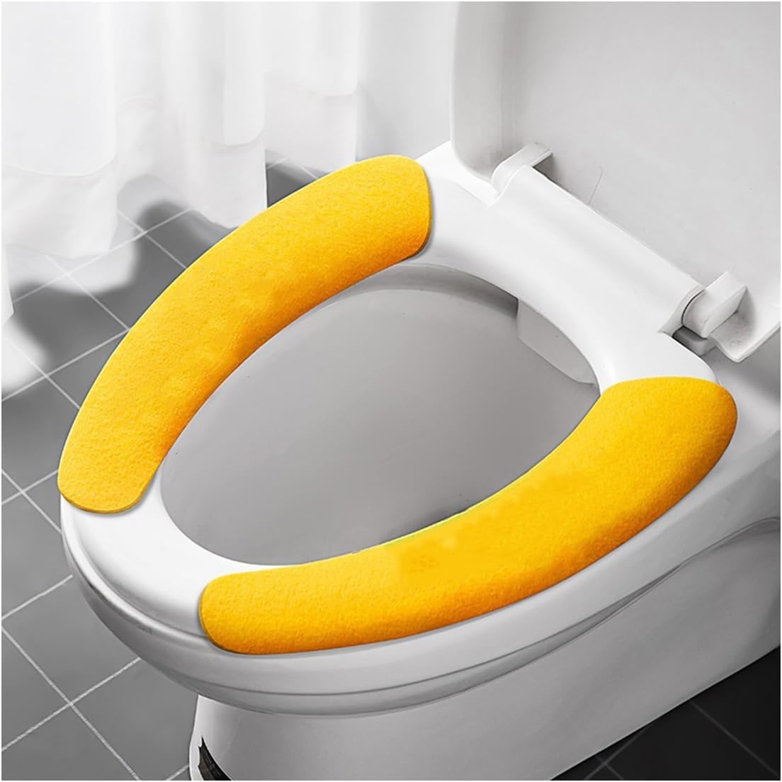 Toilet Seat Cover Pad Winter Thicker Soft Foam Toilet Seat Cushion Mat Washable Reusable, Yellow image 3
