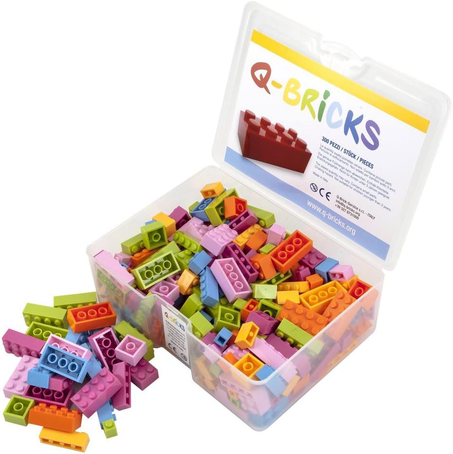 Building Bricks Classic - Building Bricks Set Compatible with Major Brands - 300 Piece Box, Loose Pack, Assorted Colors Special - Packed in a Reusable Box
