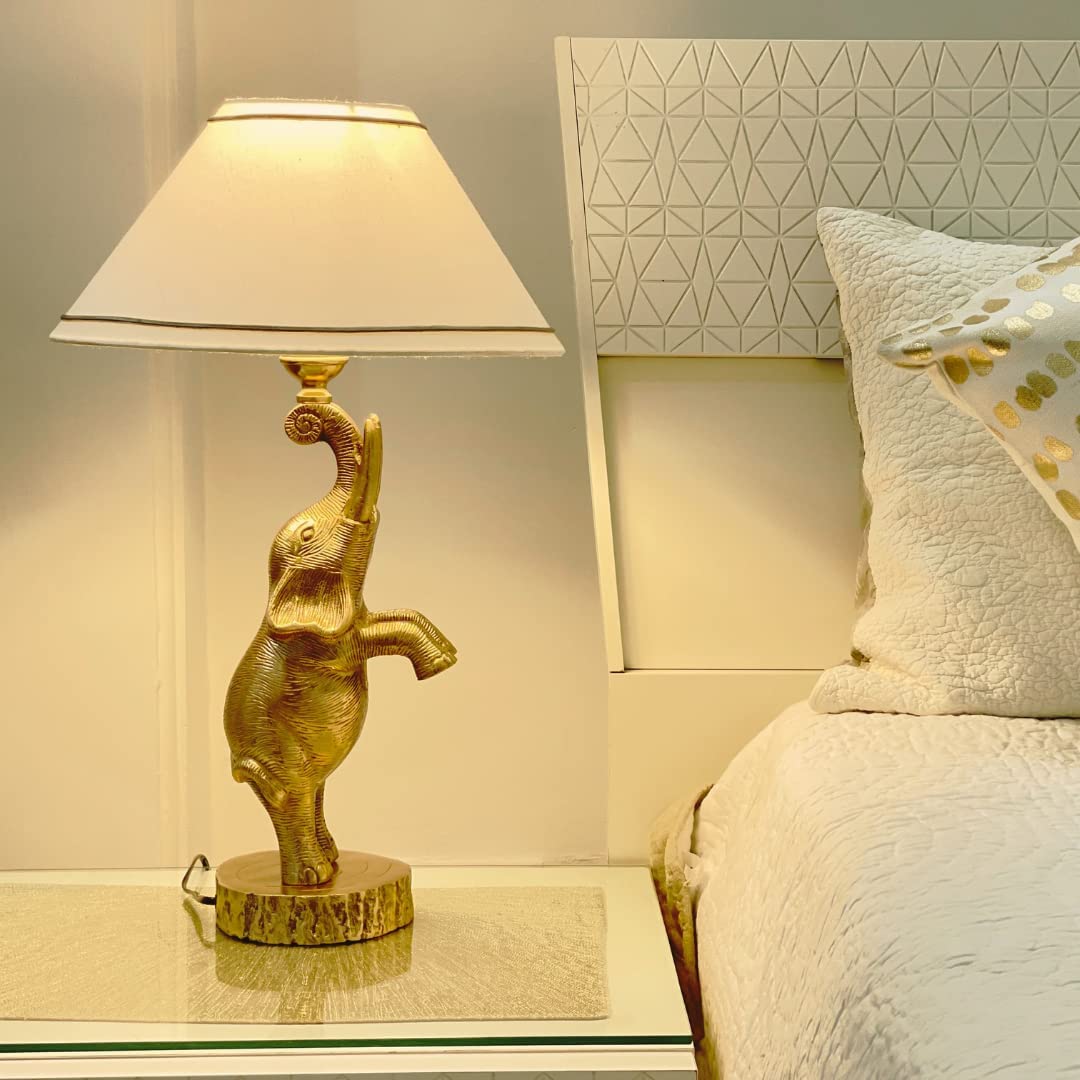 CasaGold Antique Brass Gold Metal LED Table Lamp I Bedside Lamp (Elephant)-image-20