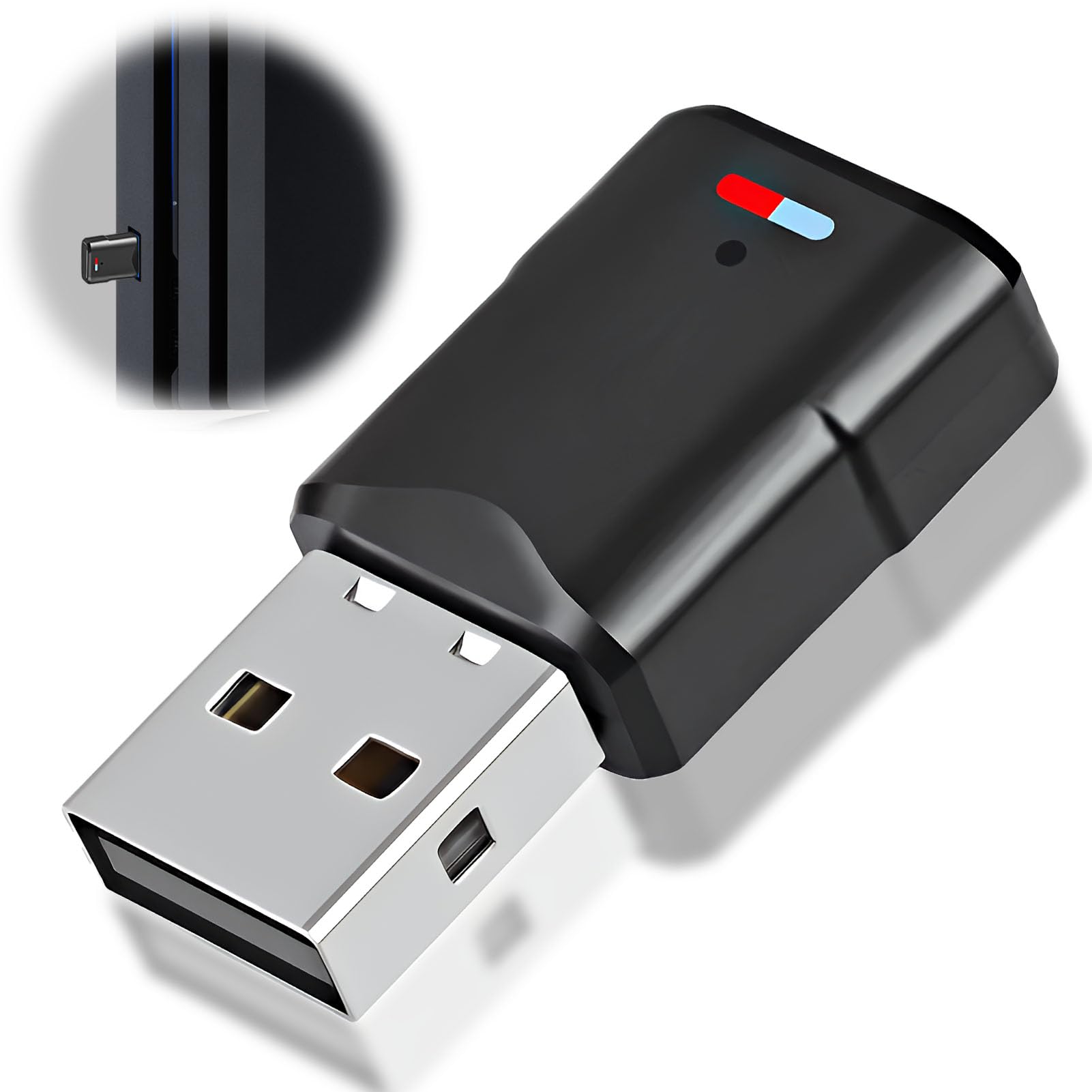 Adaptador Bluetooth USB 5.3 para PS5 PS4 PC Switch,3 Mbit/S Bluetooth Transmisor Receptor Audio Inalámbrico de Baja Latencia,Dongle Dual Link Plug and Play,Compatible con Window Macos Altavoce Casco