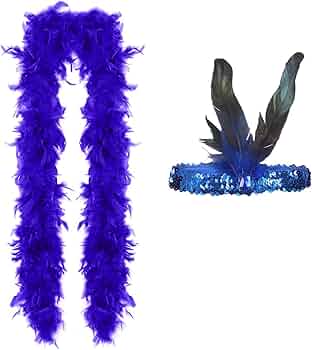 Boa Di Piume Nero 2 Metri Con Cerchietto Paillettes - Per Feste E Costumi - Foto 5