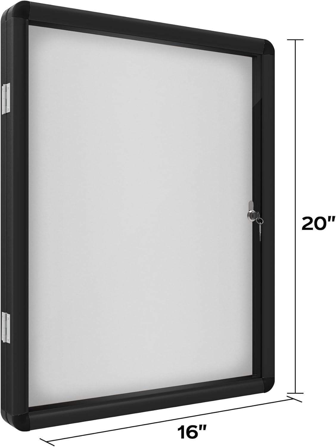 INNOVART Enclosed Bulletin Board 20”x16”, Weatherproof Dry Erase Board w/Black Aluminum Frame, Outdoor Enclosed Whiteboard Wall Display Case w/Swing-Open Door, Information Cabinet for School, Office 20"x16" Black Frame Whiteboard Surface