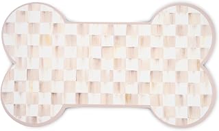 MACKENZIE-CHILDS Pup Placemat, Decorative Pet Mat for Food and Water Bowls, 24" x 9.5", Brown-and-White Mocha Check