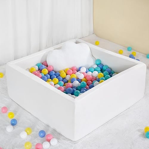 Miniatura 2 de Piscina cuadrada de espuma para niños pequeños, 35 x 35 x 12 pulgadas, piscina suave con funda extraíble, corralito de bolas de esponja