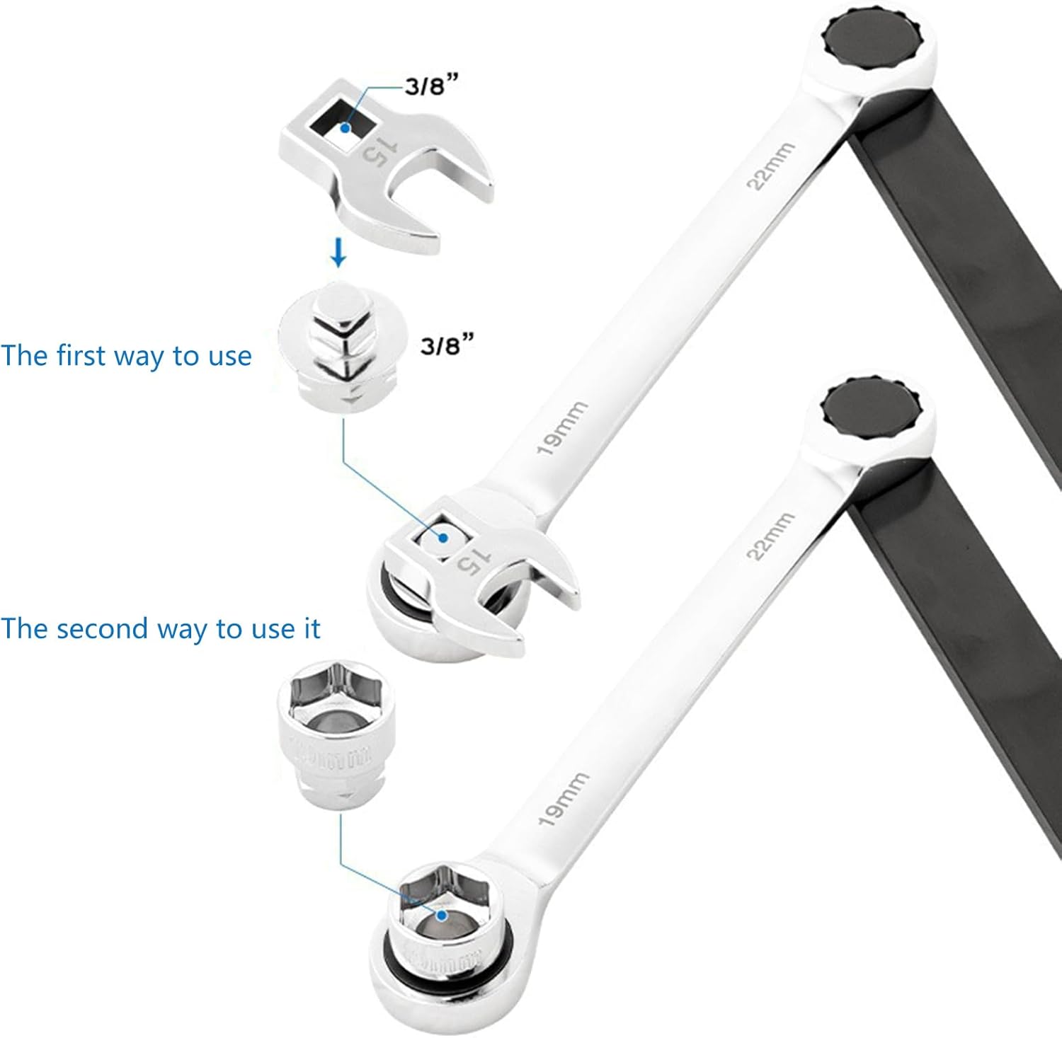 Uqezagpa 15個の自動車用アイドラープーリー調整レンチセット ベルトテンショニング用 自動車修理用 延長ロッド修理ツール付き