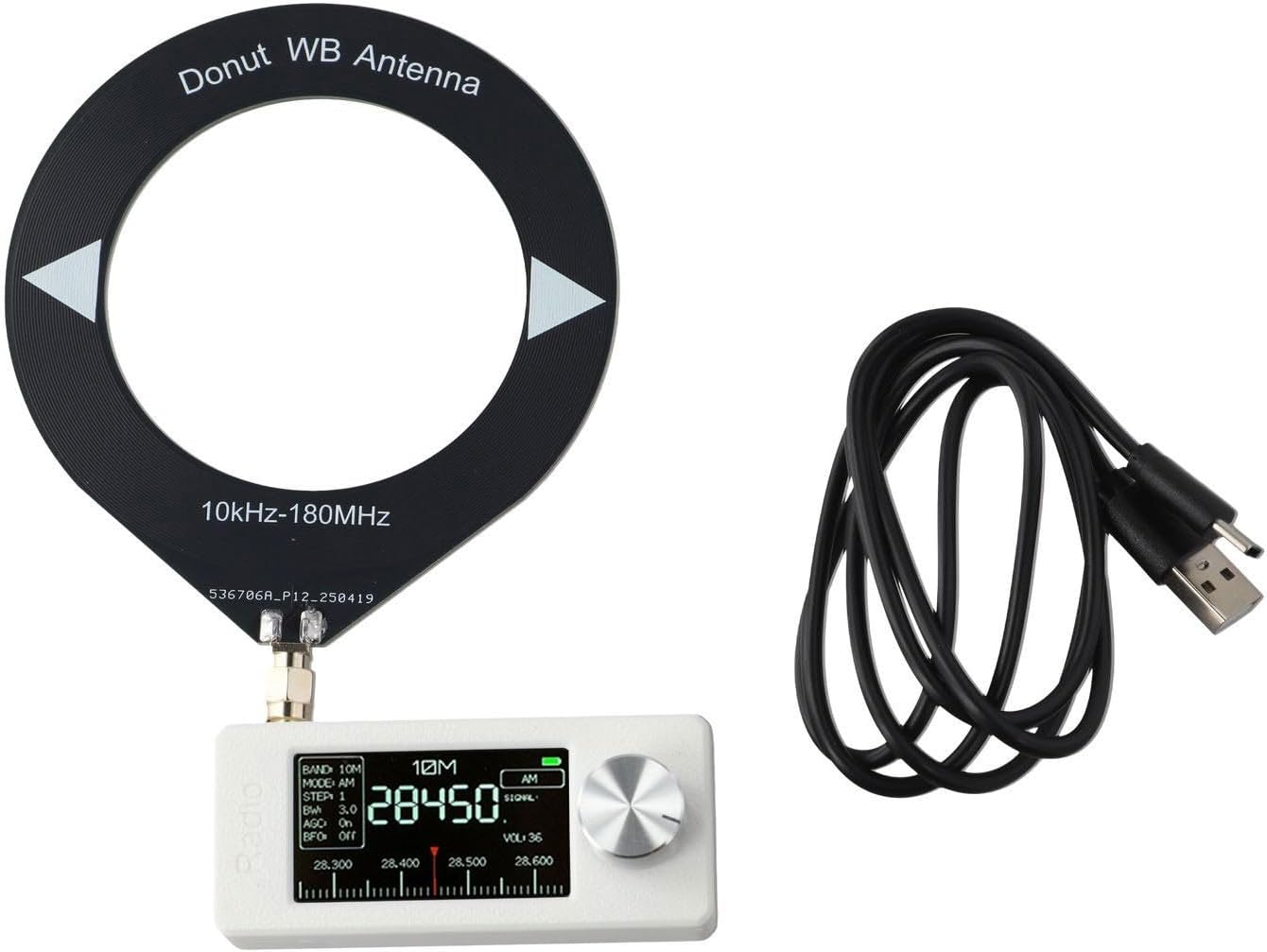 SI4732 Radio 0.5-108MHz Portable DSP-Receiver with 1.9 Inch IPS Color Screen, 800mAh Battery, Loop Antenna for AM FM LSB USB, ESP32-S3 Control, Mini Size(White)