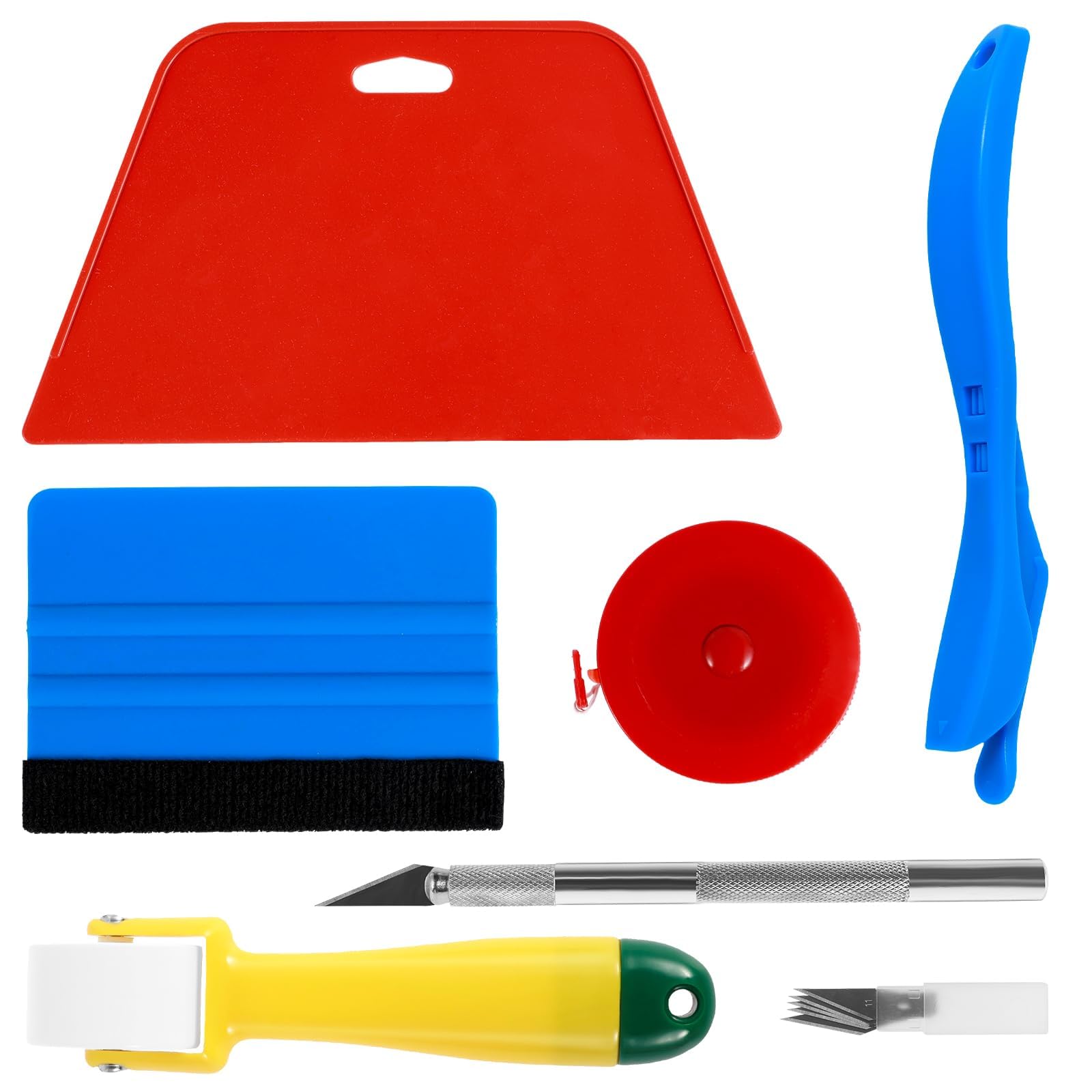 NIHUIFDPY 7-in-1 Wallpaper Hanging Kit, Professional Wallpaper Smoothing Tool Set with Seam Roller, Paste Brush, Squeegee & Tape Measure for Peel and Stick Wallpaper, Contact Paper, Vinyl Wrap-image-11