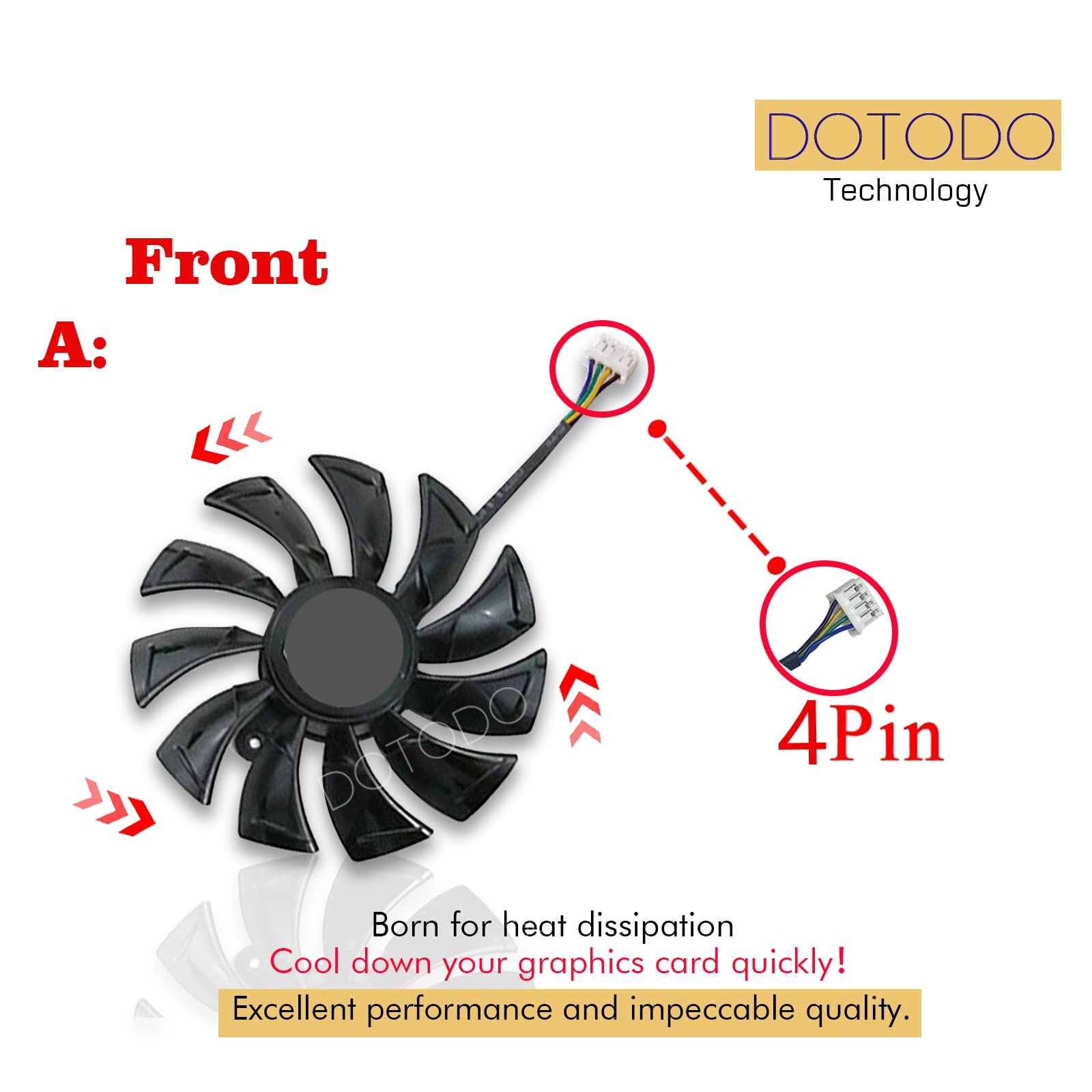 Dotodo 87 Mm Ventilateur Graphique Ga92s2u 12V 0.46a 4