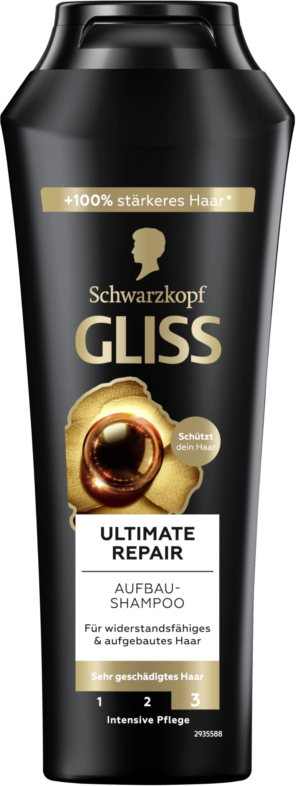 Gliss Kur Shampoo Ultimate Repair (250 ml), Hair Shampoo for Heavily Damaged Hair, Keratin Shampoo Repairs Hair Damage and Replenishes Keratin Stock