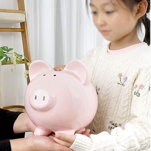 Miniatura 5 de Alcancía creativa de cerámica para niños, alcancía de gran capacidad, decoración del hogar para niños, bancos de dinero seguros (color blanco)