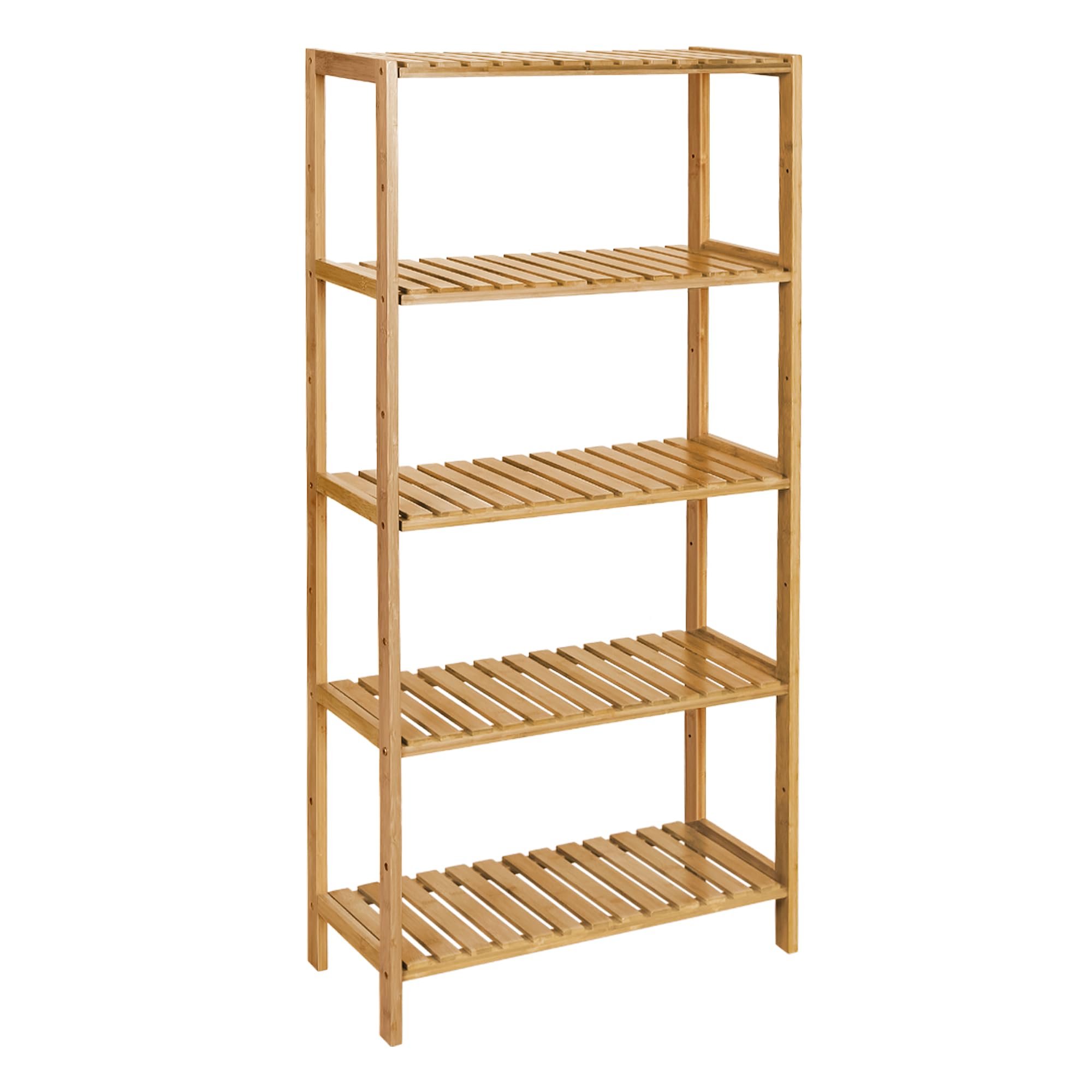 SONGMICS Bamboo Storage Shelf, 5-Tier Shelving Unit, Multifunctional, in The Entryway, Bathroom, Living Room, Balcony, Kitchen, 10.2 x 23.6 x 51.2 Inches, Light Bamboo UBCB35Y 5 Tiers (10.2"