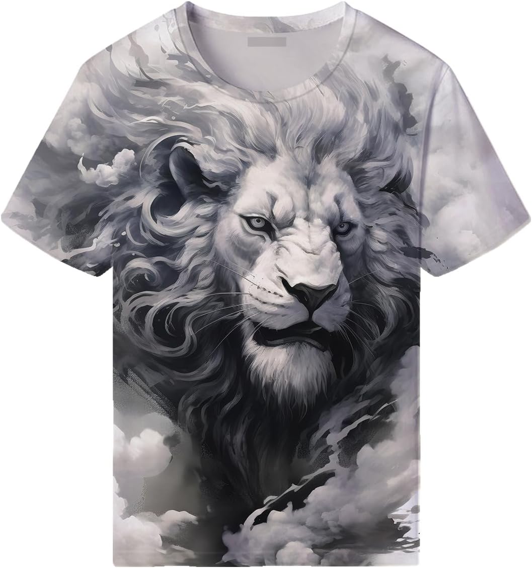 Lion Tshirt for Men 3D Printed Shirt Novelty Animal Lion Graphic T-Shirts Mens Tee Tops - Image 3