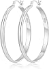 OOOPEL 3mm Wide Large Hoop Earrings for Women Hypoallergenic 925 Sterling Silver Post Gold Earrings Lightweight Silver Hoop Earrings Oversize Big Gold Hoops 30405060MM