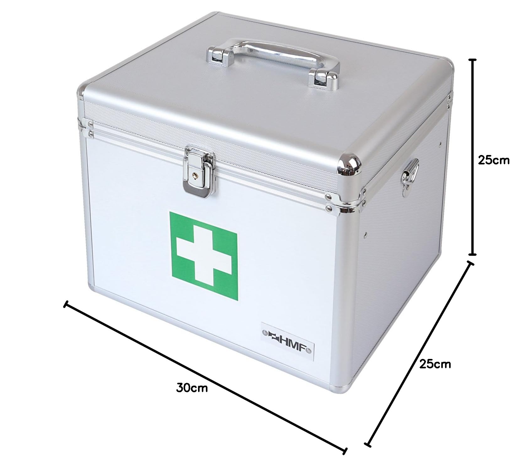 HMF 14702-09 Alu Medizinkoffer, Erste Hilfe Koffer, Tragegriff, 30 x 25 x 25 cm