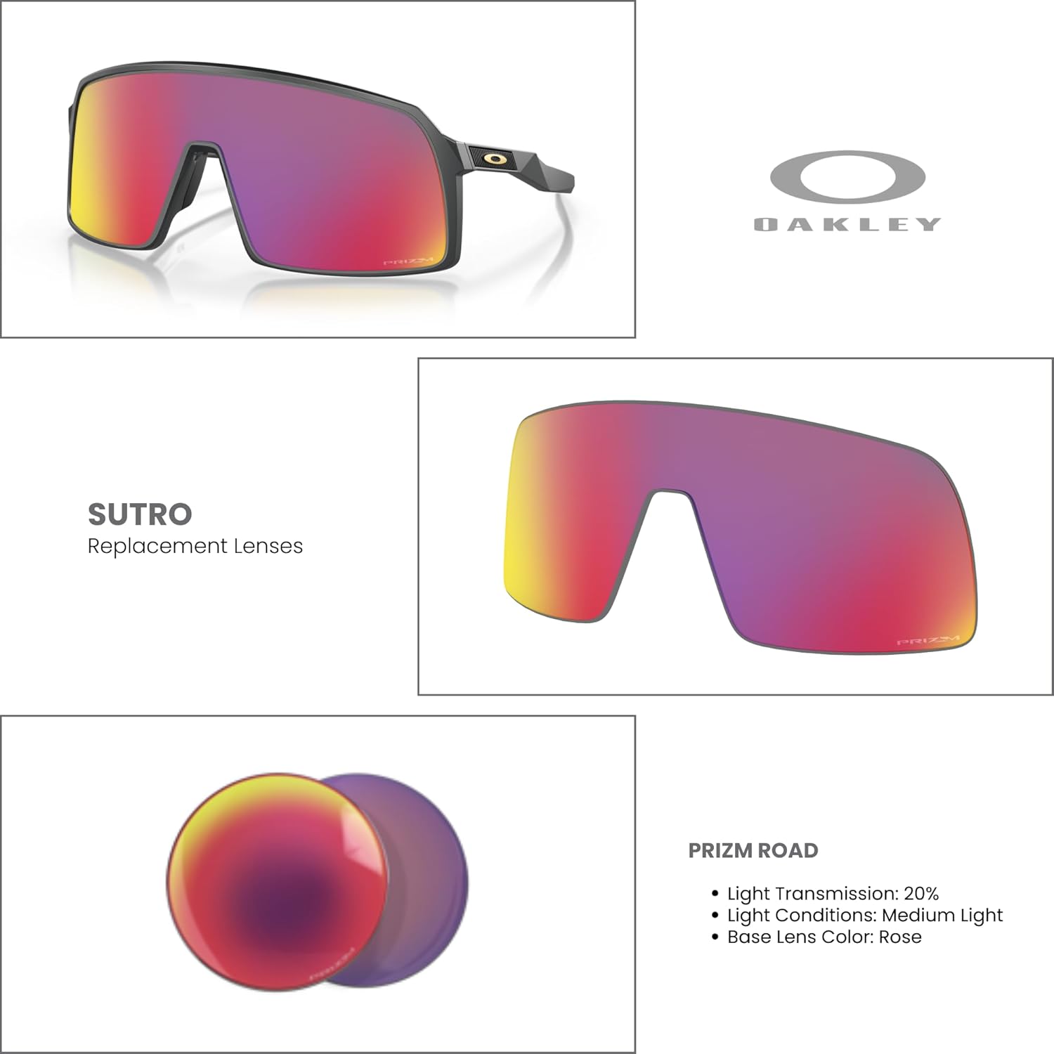 Oakley Original Sutro Replacement Lenses for Men for Women+ Bundle Microfiber Pouch -FRAMES NOT INCLUDED