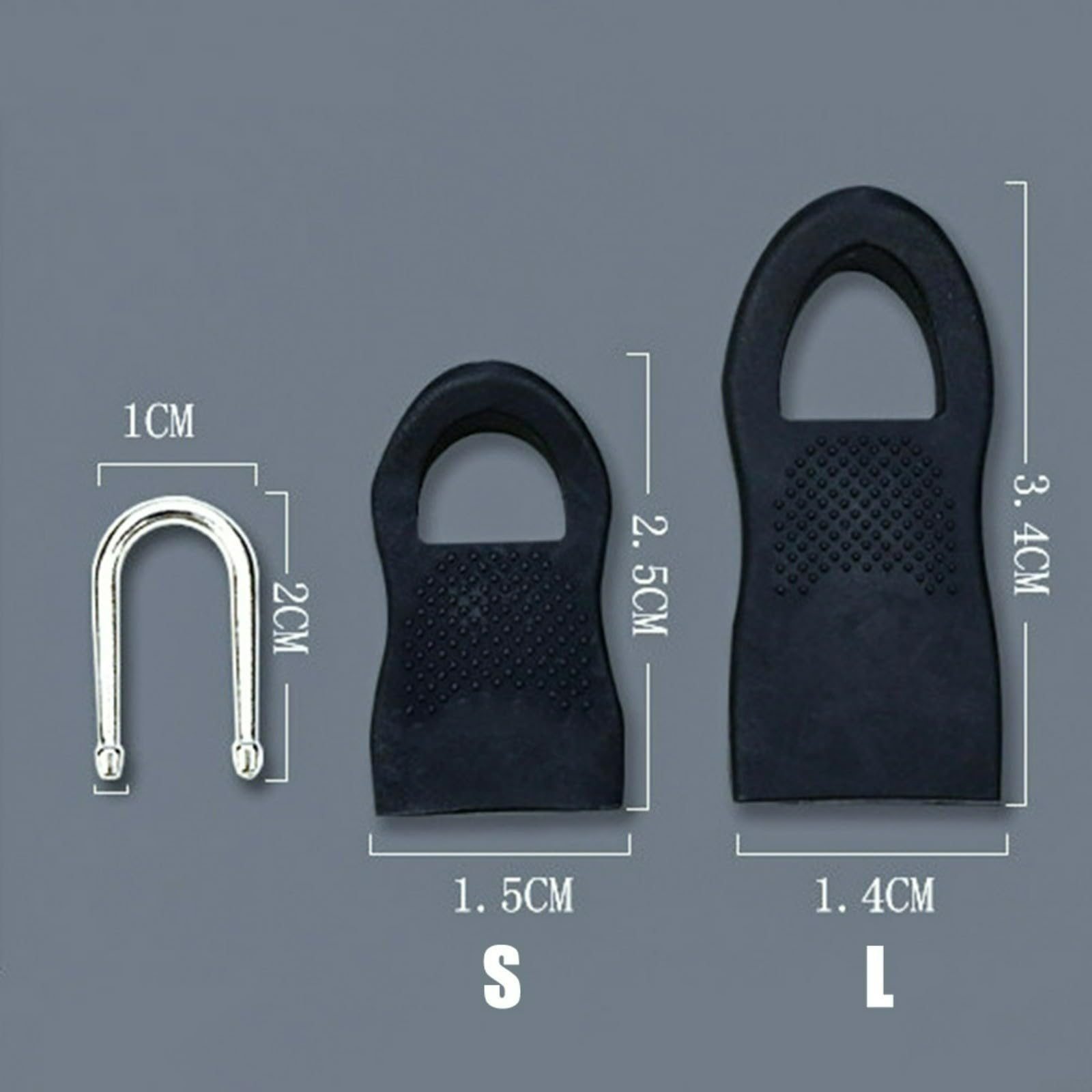 Metall-Gummi-Reißverschlussschieber, aus Metall und Gummi, rostbeständig, kompakt für Reisetaschen und Koffer, schlechte Schnalle, DIY Nähen (schwarz, groß)