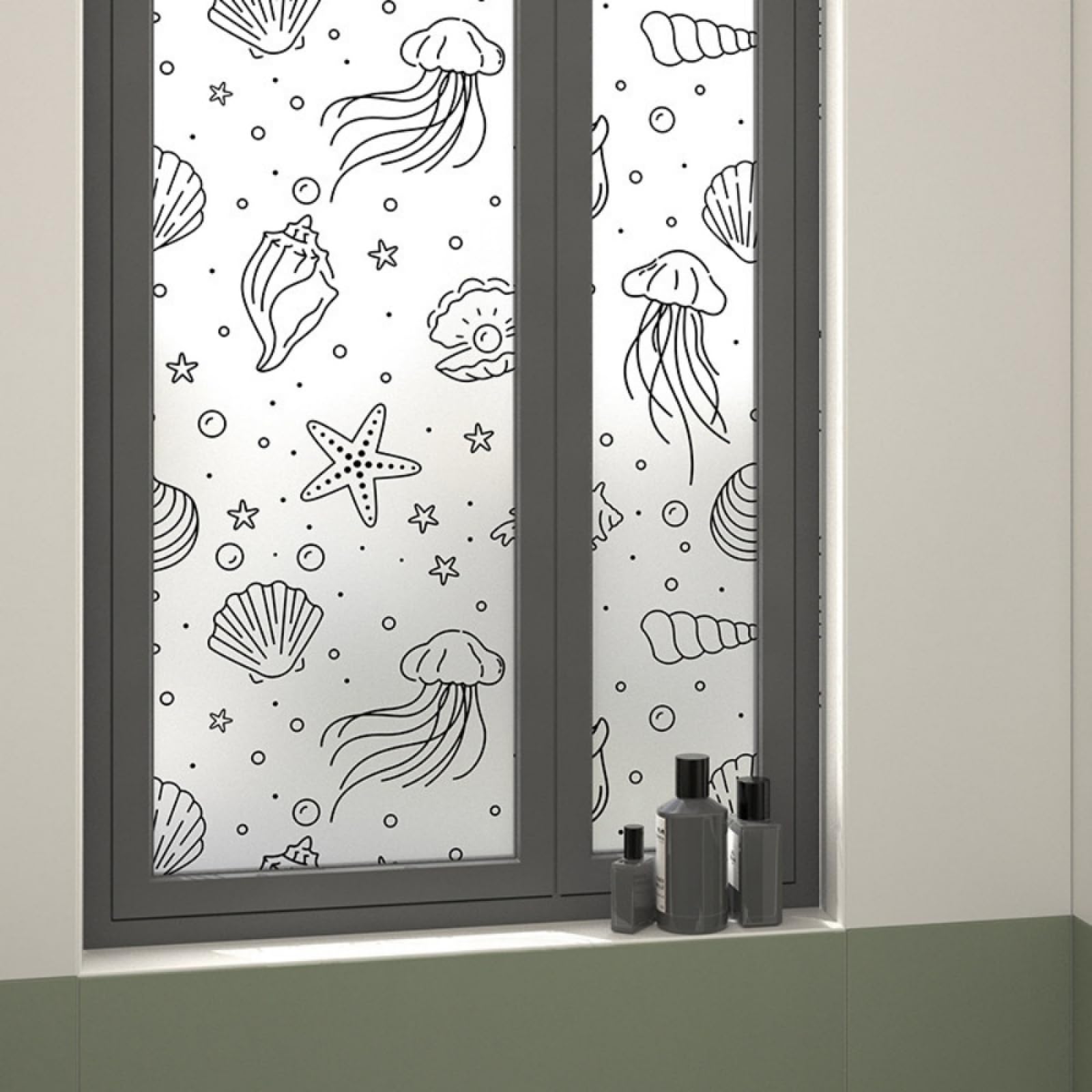 Pellicola Vetri Finestre 90X200CM Conch Grigio Pellicola Adesiva Per Vetri Oscurante,Autoadesiva,Pellicole Per Vetri Anti Uv,Privacy Finestre Per Casa/Ufficio