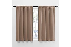 NICETOWN Tan Thermal Insulated Blackout Kitchen Curtains