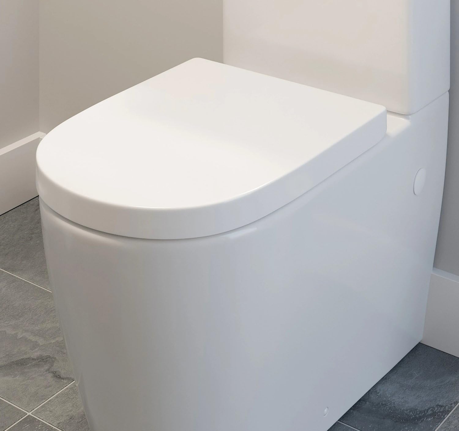 Affine® Bordeaux Bathroom Cloakroom D Shape Toilet Seat Top Fix Soft Close Hinges, Modern, White Gloss