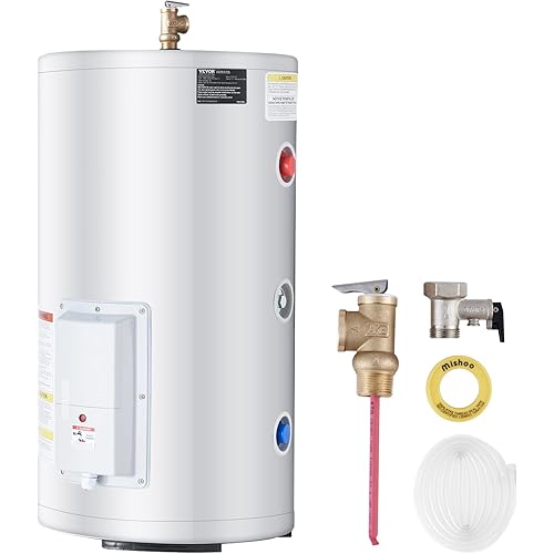 VEVOR Electric Water Heater, 18 Gallon Tank Instant Hot Water Heater, 1.6Kw Tankless Water Heater w/LED Display,Knob Control, IPX4 Waterproof Side Connection On Demand Heaters for Shower, Bath