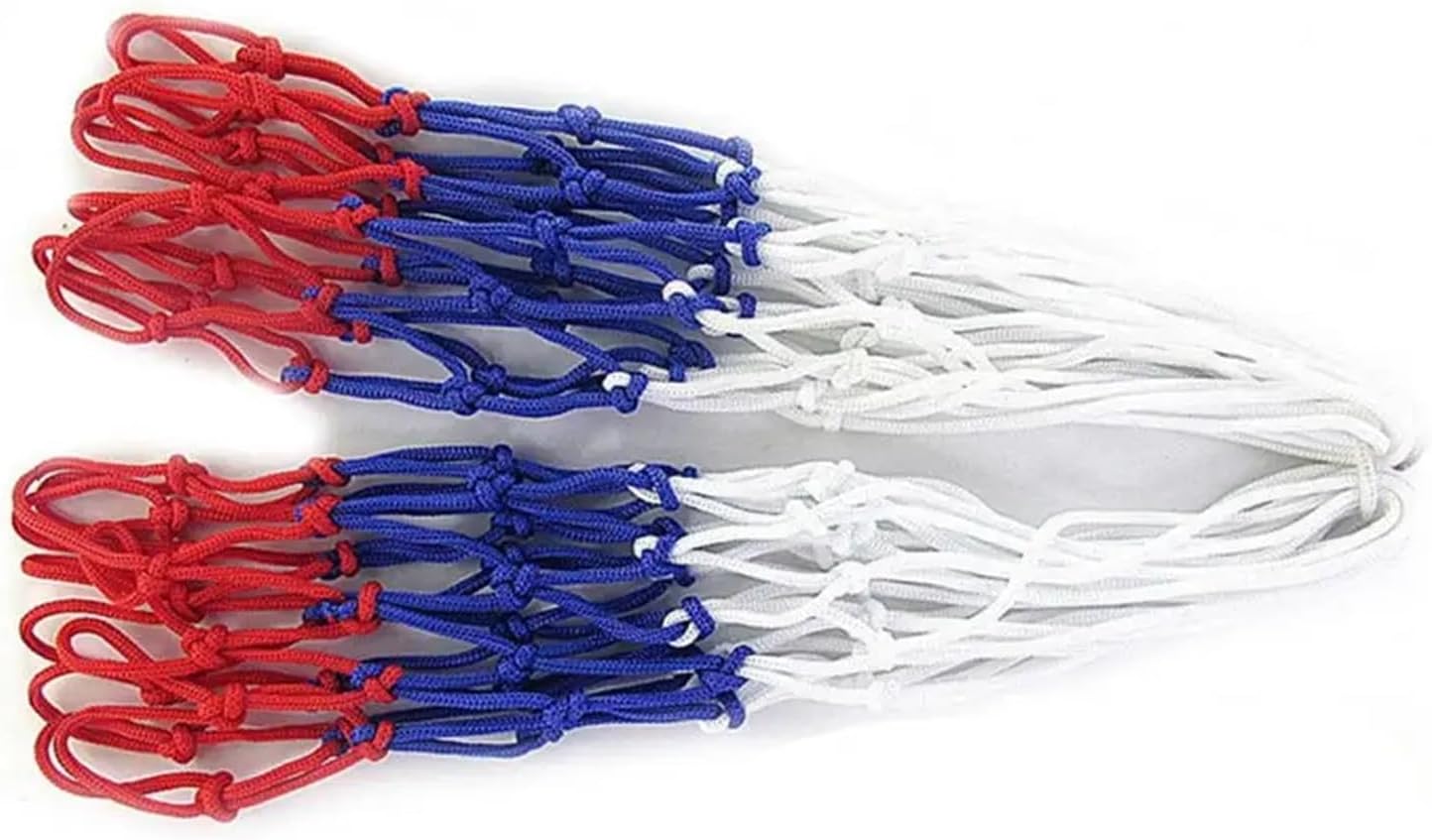 Mini Basketball Net Replacement 10Pcs Useful Easy to Install Basketball Net Wear-Resistant Red White Blue Tri-Color Basketball Hoop Net